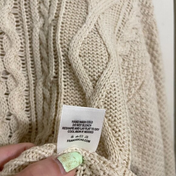 Francesca's Jun & Ivy Womens NWT Cream Cable Knit Lace Up Back Sweater Large - Picture 7 of 8